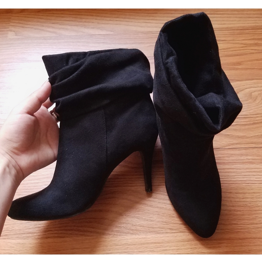 Fioni black healed boots